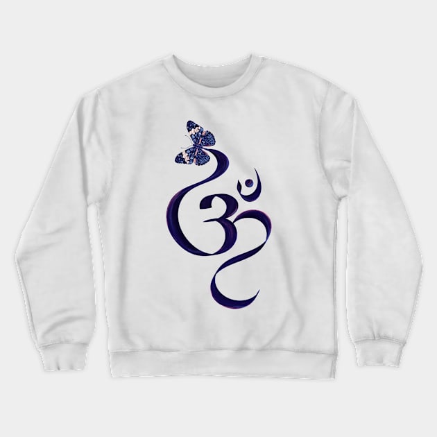 OM symbol and Butterfly - watercolor Crewneck Sweatshirt by Nartissima